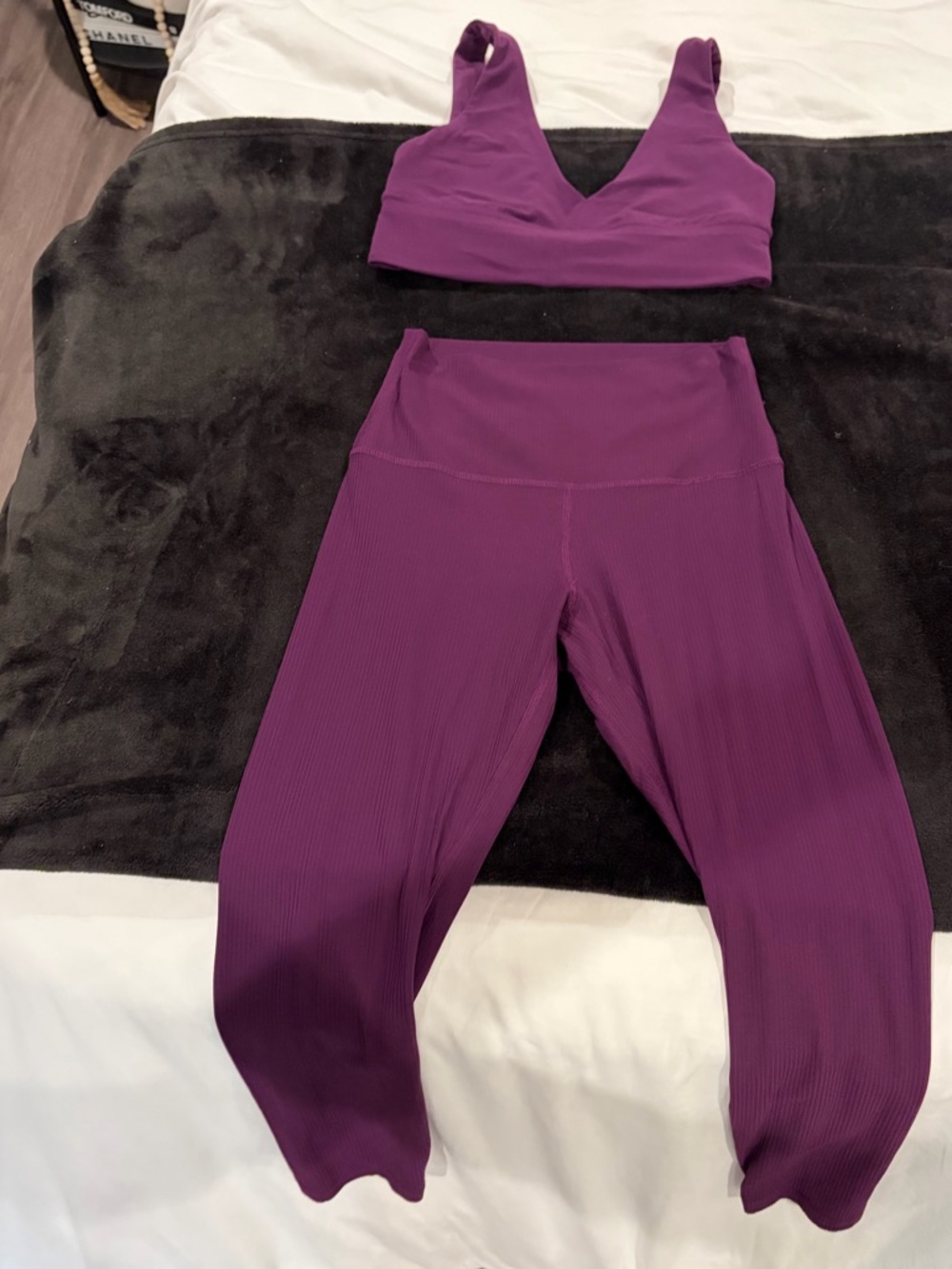 lululemon athletica Purple Ribbed Sports Bra & High-Waist Leggings Set